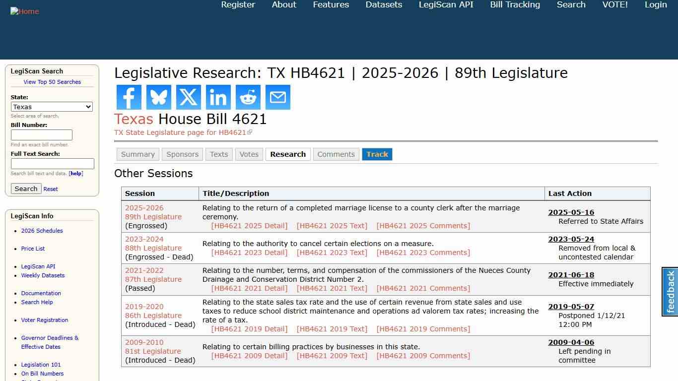 Legislative Research: TX HB4621 2025-2026 89th Legislature LegiScan
